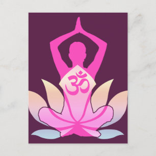 Carte Postale OM Namaste Spirituelle Lotus Fleur Yoga sur Plum