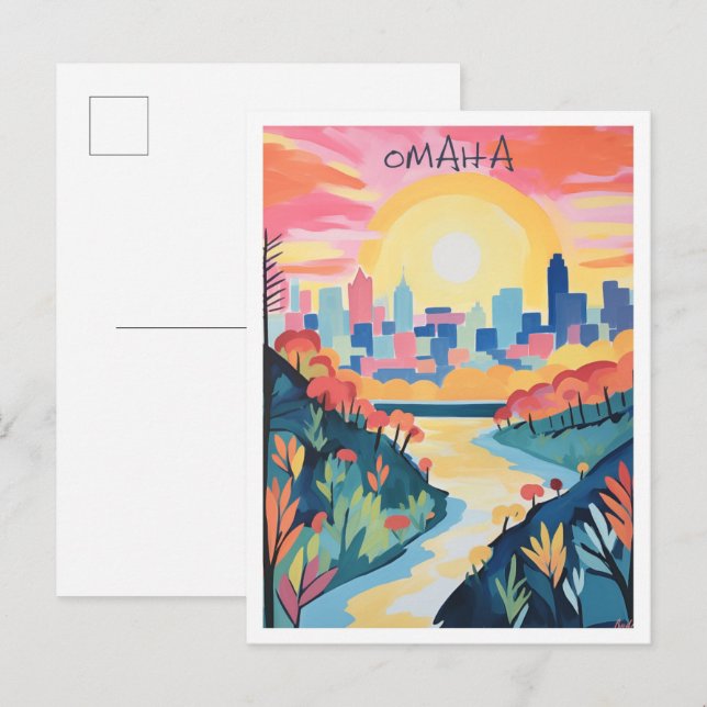 Carte Postale Omaha Nebraska Voyage Esthétique (Devant / Derrière)