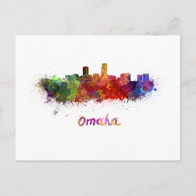 Carte Postale Omaha skyline in watercolor (Devant)