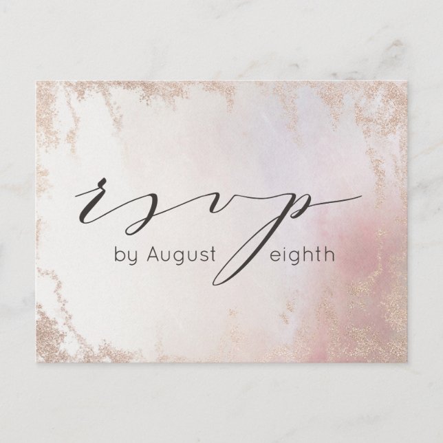 Carte Postale Ombre Blush Rose Frosted Mariage Repas Choix RSVP (Devant)