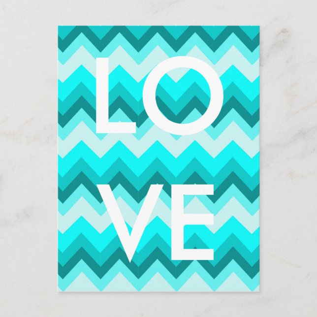 Carte Postale Ombre Girly Motif Turquoise Turquoise Chevron (Devant)
