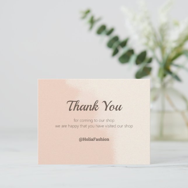 Carte postale Ombre Merci rose minimaliste (Debout devant)
