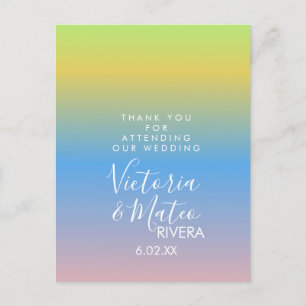 Carte Postale Ombre Rainbow Mariage Jaune Bleu Rose Merci