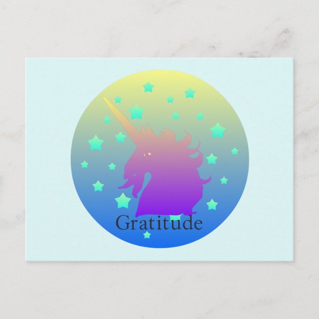 Carte Postale "Ombre unicorne avec gratitude de mot"Carte postal (Devant)