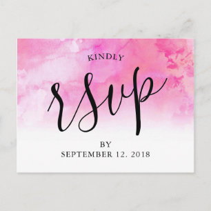 Carte postale Ombre Watercolor Wedding RSVP - Rose