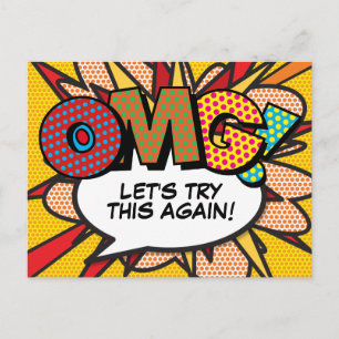 Carte Postale OMG Report de Date Bande Dessinée Pop Art