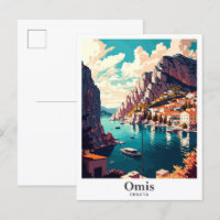 Omis Croatie Illustration du portrait Vintage voya
