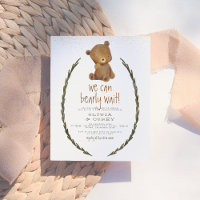 On peut attendre le Baby shower d'ours d'aquarelle