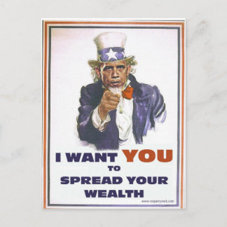 CARTE POSTALE ONCLE BARACK VEUT QUE VOUS PROPAGEZ LA RICHESSE
