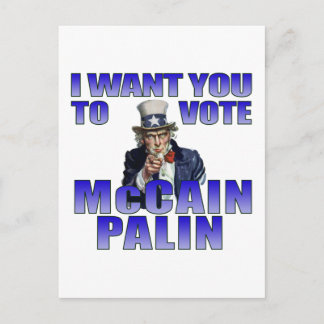 Carte Postale Oncle McCain Palin Sam
