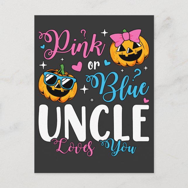 Carte Postale Oncle rose ou bleu t'aime bébé citrouille (Devant)