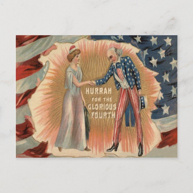 Carte Postale Oncle Sam Dame Liberté Drapeau américain (Devant)