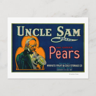 Carte Postale Oncle Sam Pear Crate LabelWapato, WA