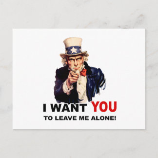 Carte Postale Oncle Sam VEUT QUE TU ME LAISSES SEULE