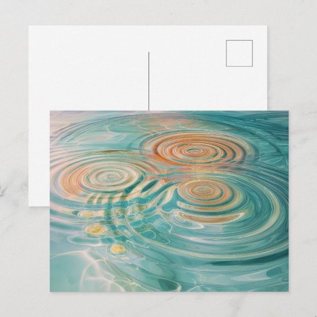 Carte Postale Ondulations de Tranquillité Harmonie d'Eau Abstrai (Devant / Derrière)