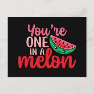 Carte Postale One In A Melon Cute Love Pun Funny Valentine's Day