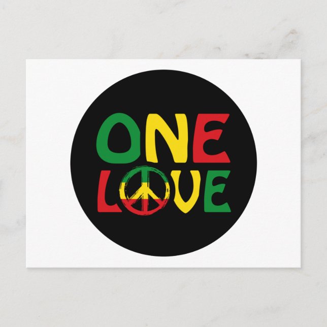Carte Postale One Love, Reggae design (Devant)