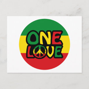 Carte Postale One Love, Reggae design avec des couleurs reggae