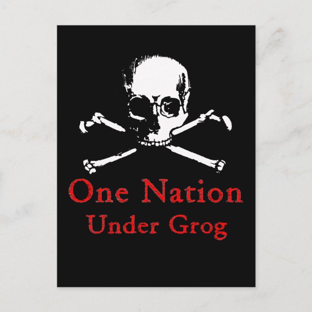 Carte postale One Nation Under Grog (crâne blanc) (Devant)