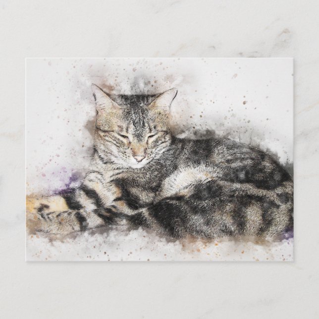Carte Postale Onglet Heure Nap | ABSTRAIT | Aquarelle (Devant)