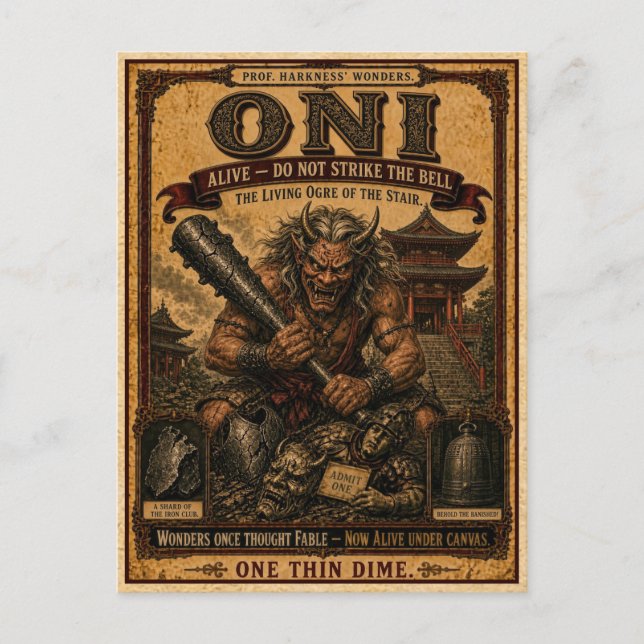 Carte Postale Oni, Monstre de Cirque Vintage (Devant)