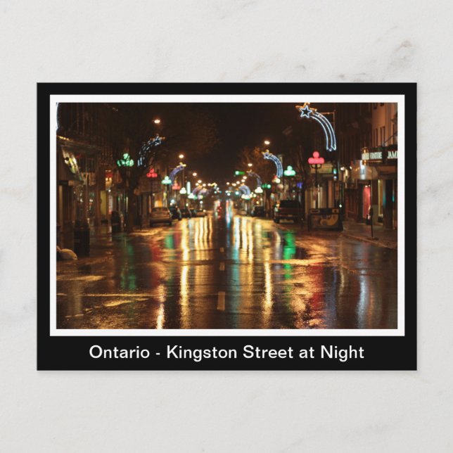 Carte Postale Ontario, rue Kingston à la nuit (Devant)