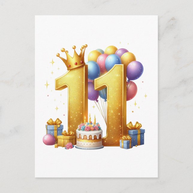 Carte Postale Onzième anniversaire doré (Devant)