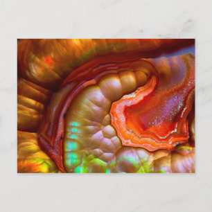 Carte Postale Opale de feu iridescente rouge