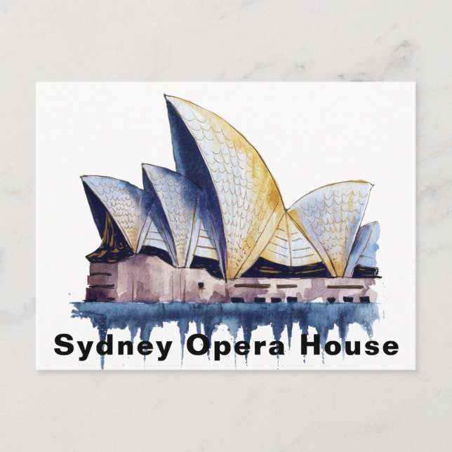 Carte Postale Opéra de Sydney Australie Aquarelle (Devant)