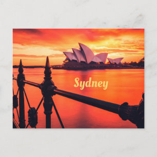 Carte Postale Opéra de Sydney Australie Orange Sky