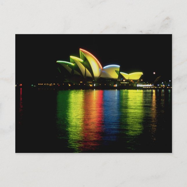 Carte Postale Opéra de Sydney avec lumières olympiques, Nouveau- (Devant)