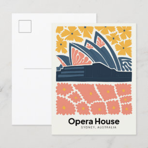 Carte Postale Opera House Sydney Australie voyage art floral
