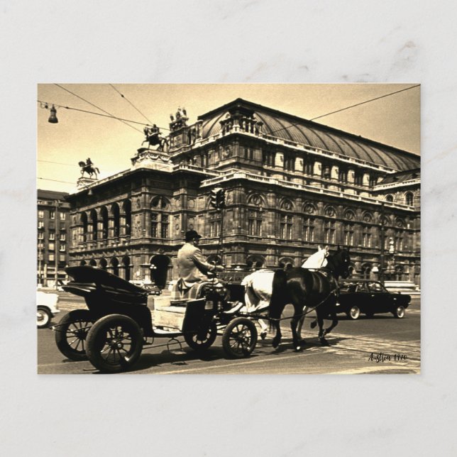 Carte Postale Opéra Staatsoper Fiaker Vienne Autriche vintage (Devant)