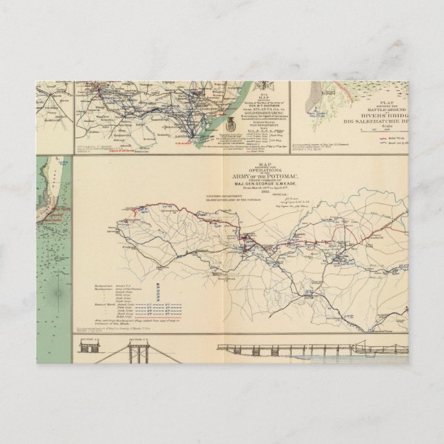 Carte Postale Opérations de l'Armée de potomac (Devant)