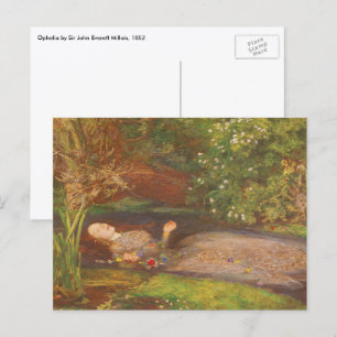 Carte Postale Ophelia par Millais, Art fin victorien vintage