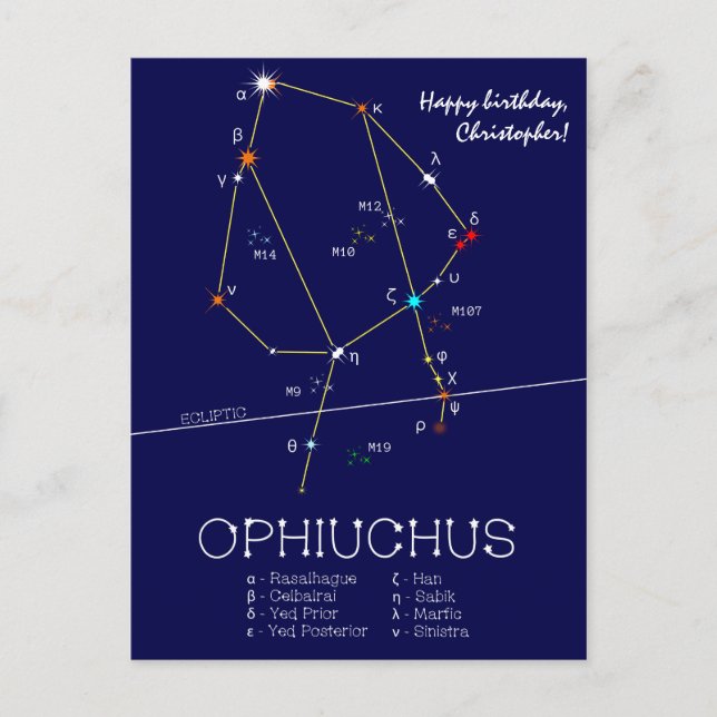 Carte Postale Ophiuchus de constellation zodiaque (Devant)