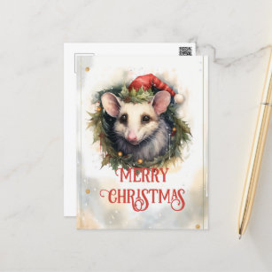 Carte Postale Opossum Watercolor