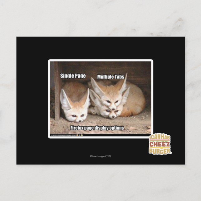 Carte Postale Options d'affichage de la page (Devant)