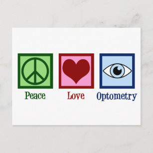 Carte Postale Optométriste Peace Love Optométrie Blue Eye Doctor