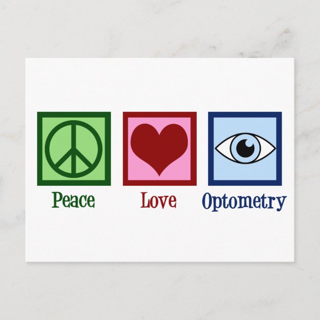 Carte Postale Optométriste Peace Love Optométrie Blue Eye Doctor (Devant)