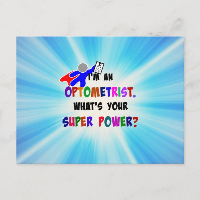 Carte Postale Optométriste Superhero conception personnalisée (Devant)