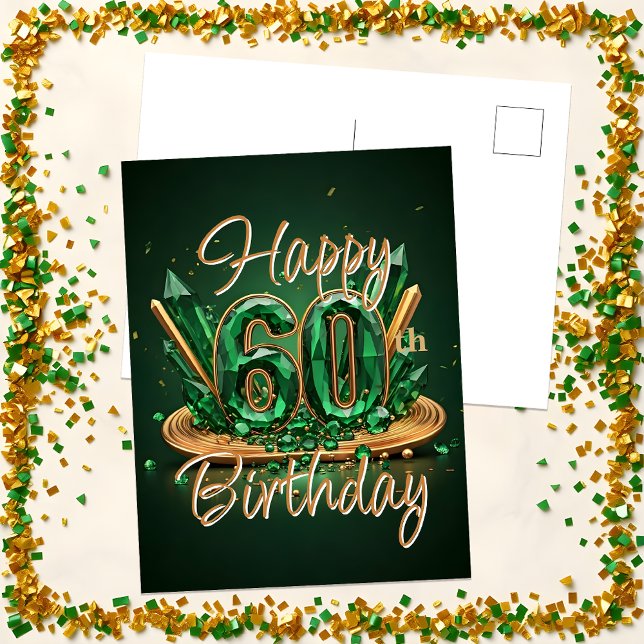 Carte Postale Opulent Emerald Green et Gold 60e anniversaire (Créateur téléchargé)