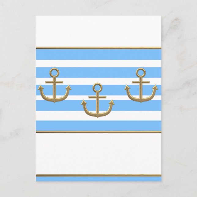 Carte Postale or ancre bleu blanc arrière - plan (Devant)