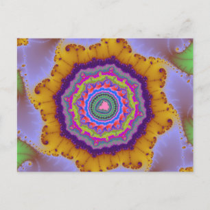 Carte Postale Or coloré et violet fractal