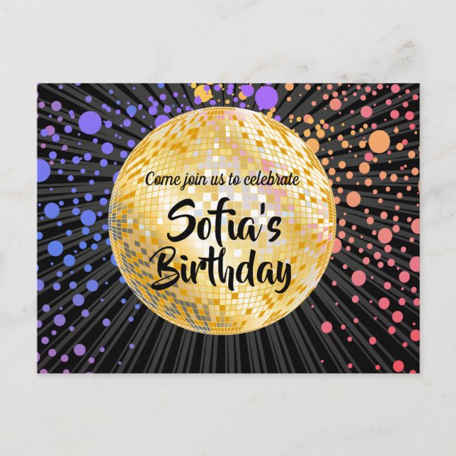 Carte Postale or disco ball Postcard invitation (Devant)