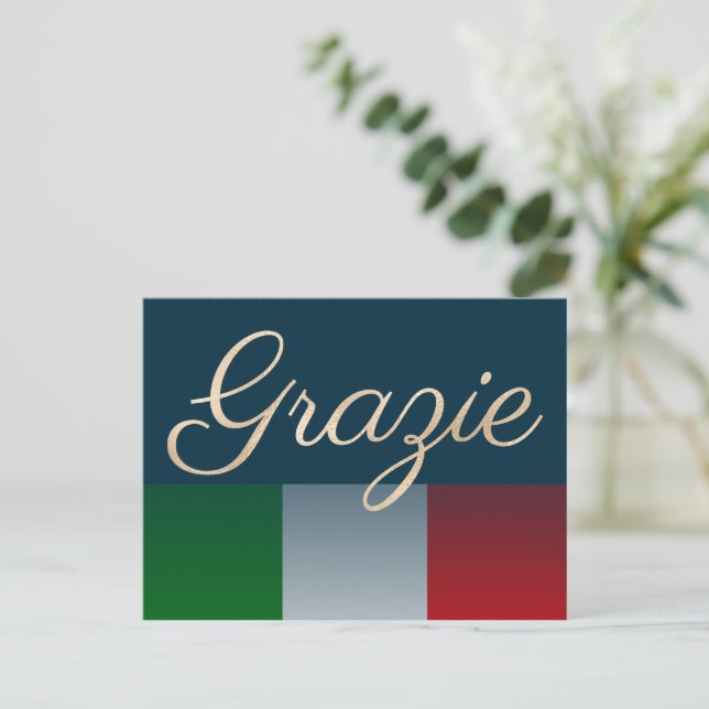Carte Postale Or Merci sur Drapeau Italien Foncé (Debout devant)