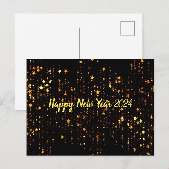 Carte Postale Or noir Bonne Année (Devant / Derrière)