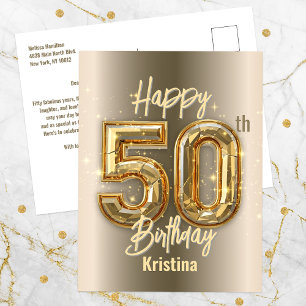 Carte Postale Or scintillant et diamant pour un 50e anniversaire