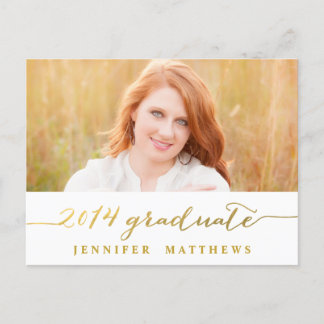 Carte Postale Or simple | Invitation de la fête de graduation