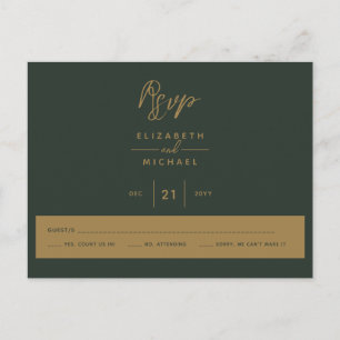 Carte Postale Or Vert RSVP